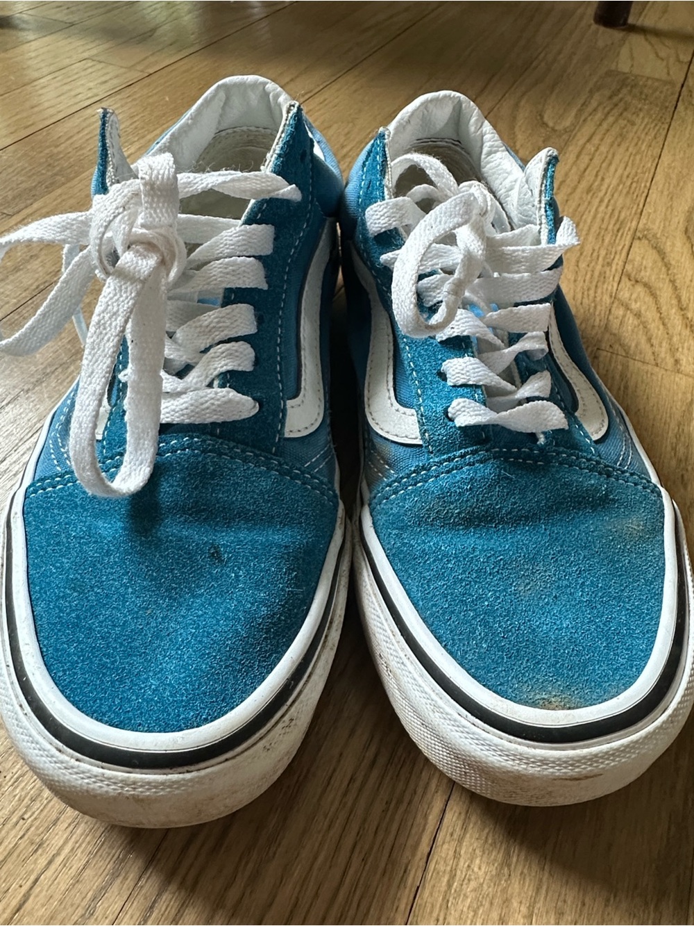 Vans Teal Suede Old Skool Sneakers with White Stripe